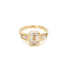 Bezel Set Emerald Lab Grown Diamond Trilogy Ring